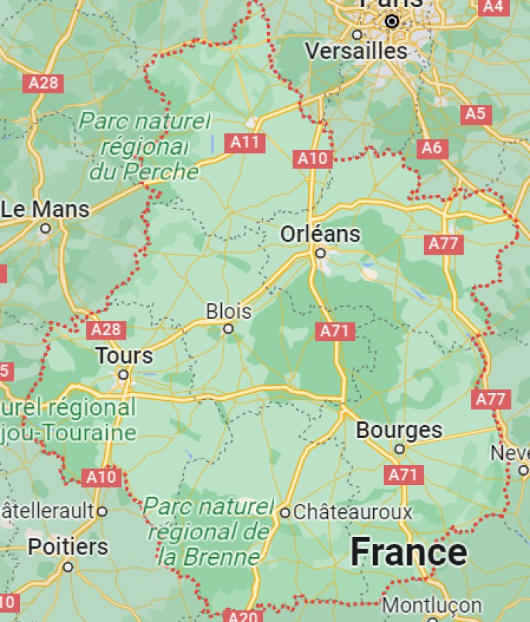 carte du Centre Val de Loire