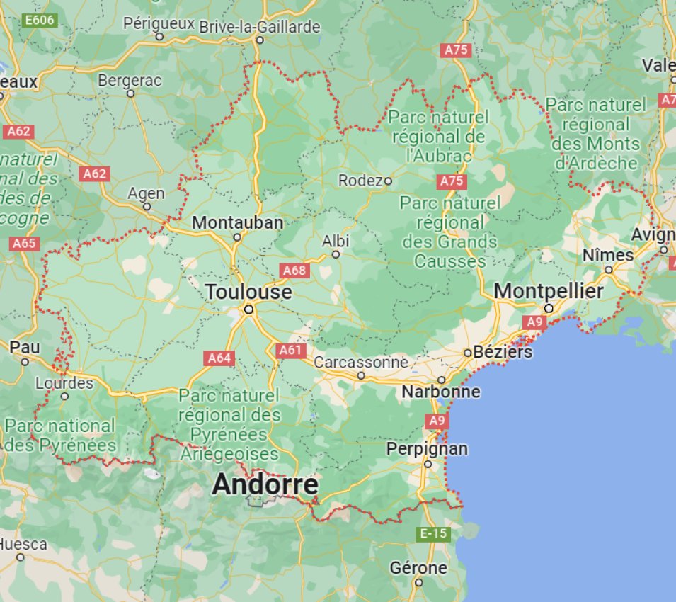 carte de l'Occitanie